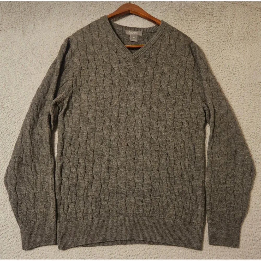 Daniel Cremieux Signature Royal Alpaca V-Neck Sweater Gray Mens Size Medium